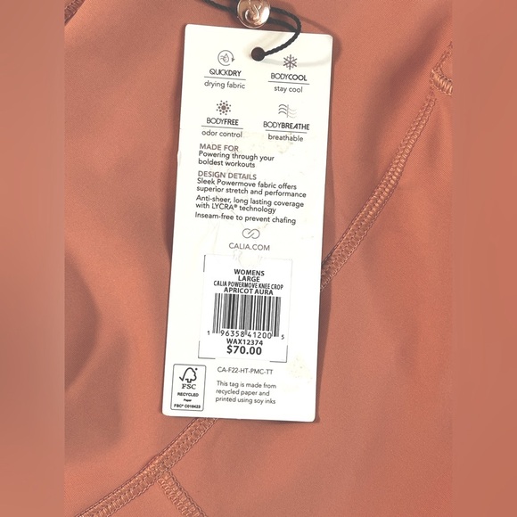 CALIA by Carrie Underwood Power Move High Rise Knee Crop, Apricot Aura, Large - Picture 8 of 9